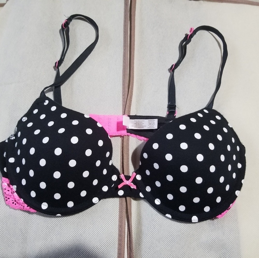 So brand 36b bra polka dot and pink lace